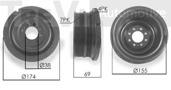 TREVI AUTOMOTIVE Hihnapyörä, kampiakseli PC1245